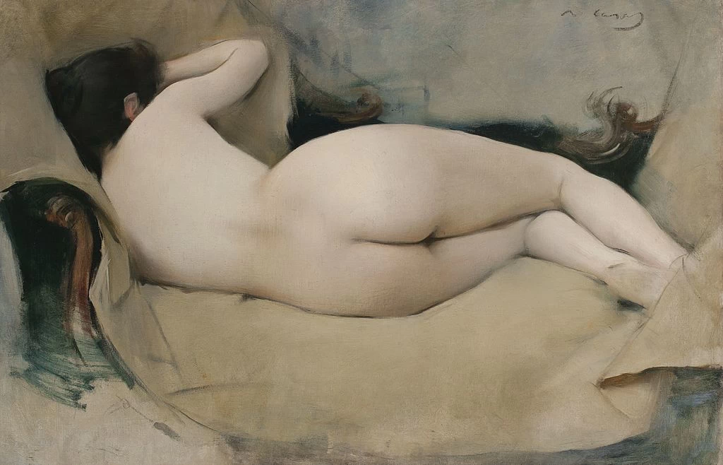 Ramon Casas - Figura nuda o donna nuda, distesa sul fianco